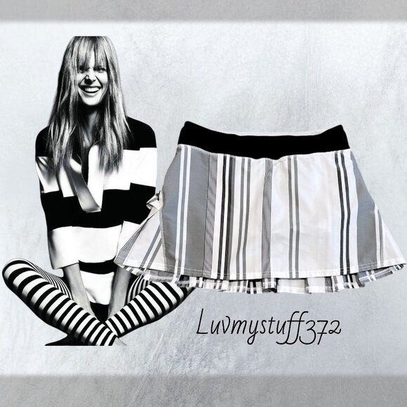VIDEO🎥Cute Lululemon Striped Black & White Ruffle Skirt for Tennis or Pickelball - Picture 1 of 10